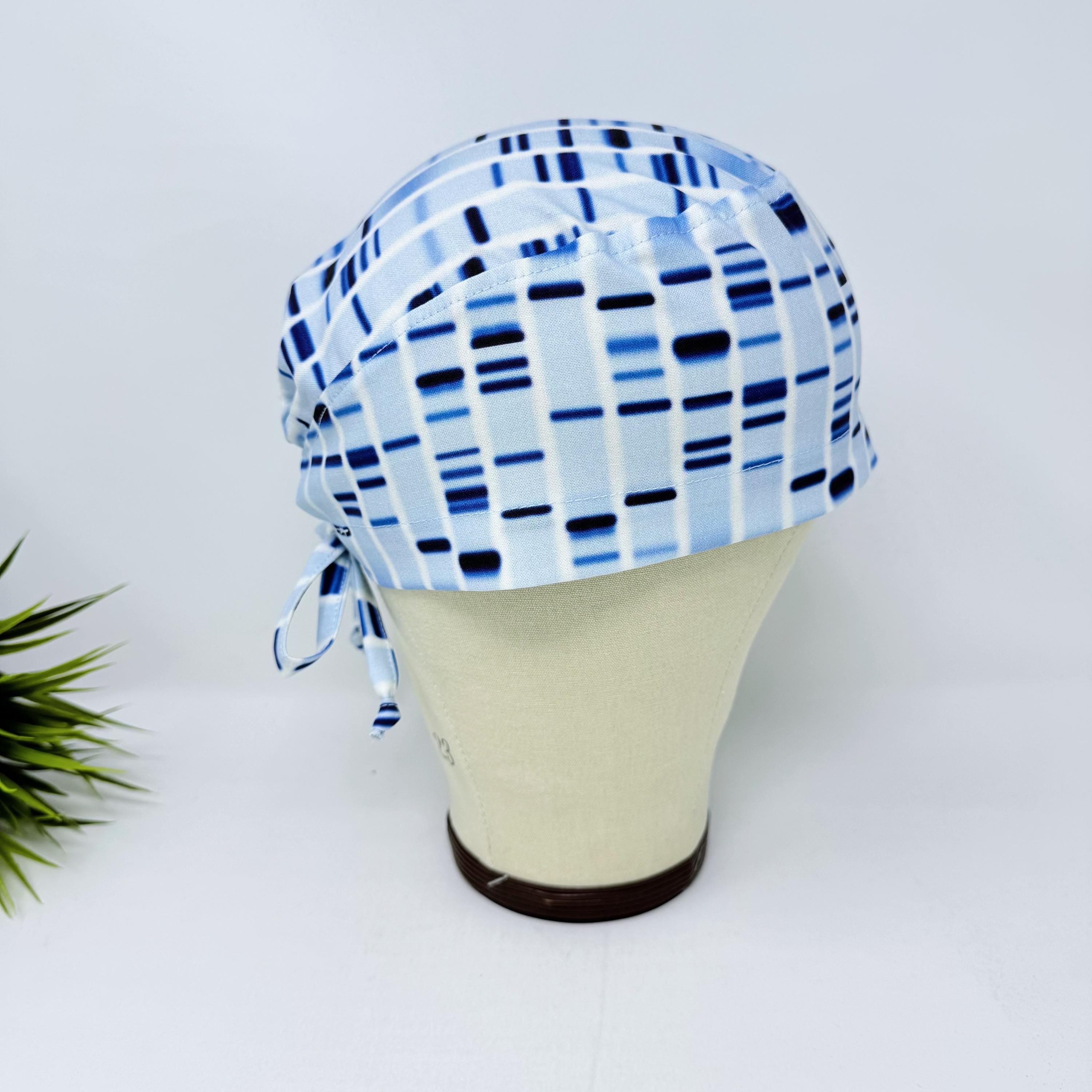Surgical scrub cap for men. Stripe tie back scrub hat by Paradise Caps.