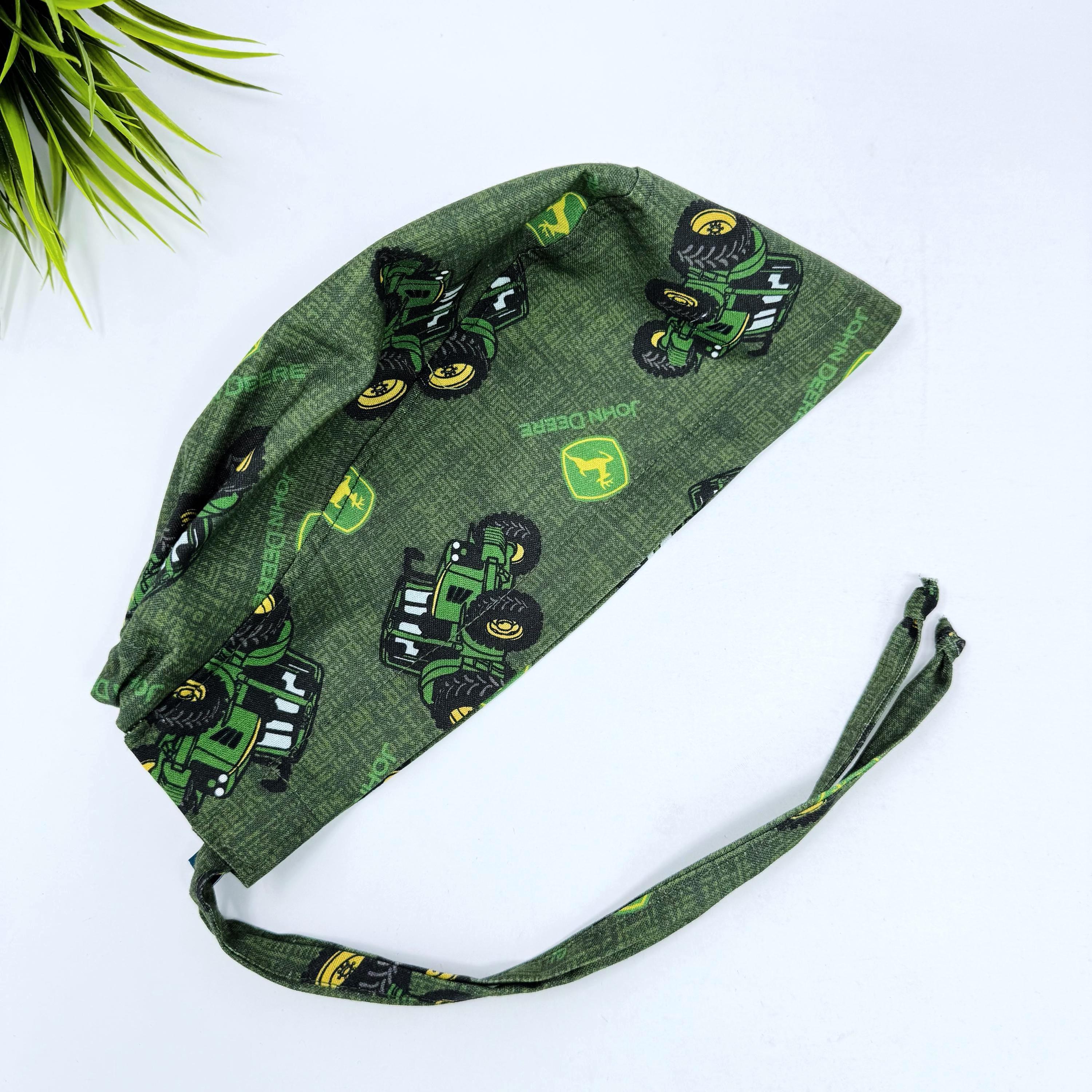 Surgical scrub cap for men. Country Tractor tie back scrub hat by Paradise Caps.