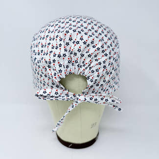 4th of July Men's surgical cap. Star satin lined skull tie-back style scrub cap by Paradise Caps.