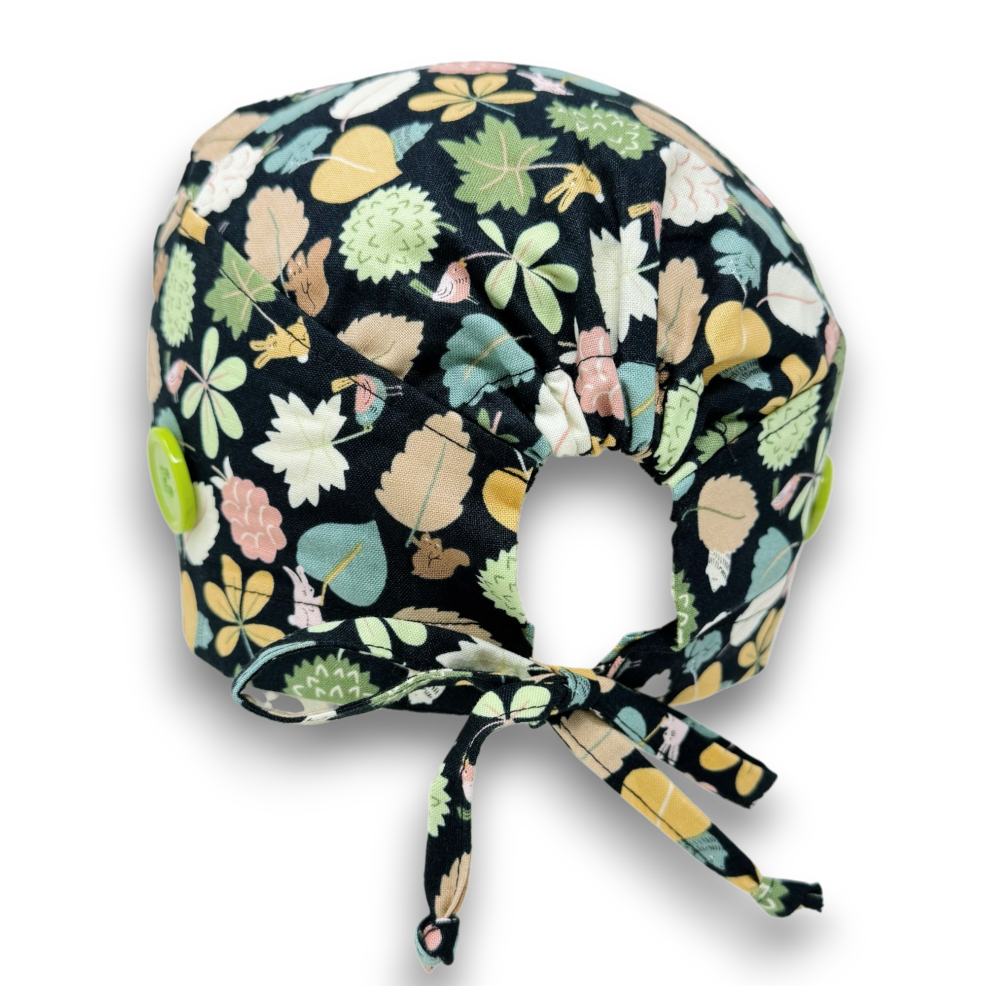 Leaf Skull tie-back style surgical scrub cap for men by Paradise Caps.