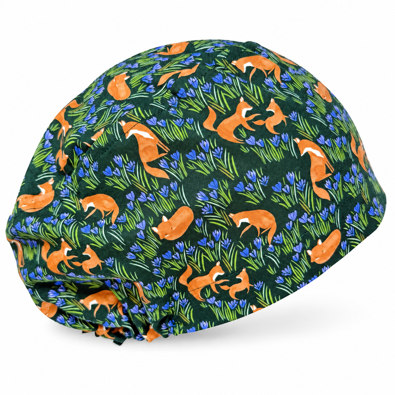 Fox Euro Scrub Cap for Women with Satin Lined Option by Paradise Caps. on white background with soft shadow