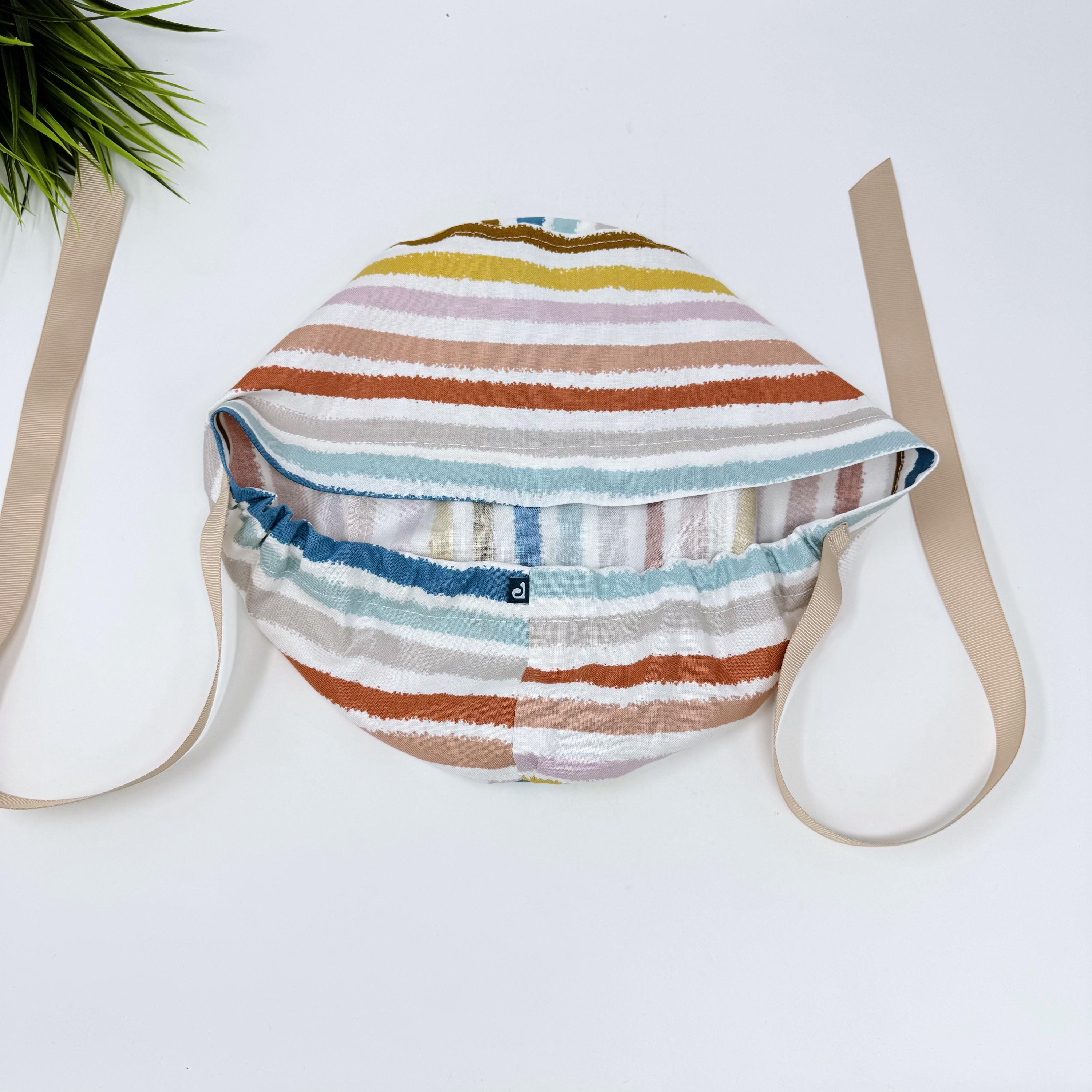 Retro Stripes Euro scrub cap with ties for Women by Paradise Caps. Euro PLUS style.