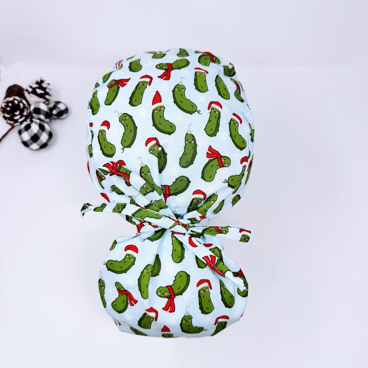 Christmas ponytail scrub cap. Funny Christmas scrub cap for women