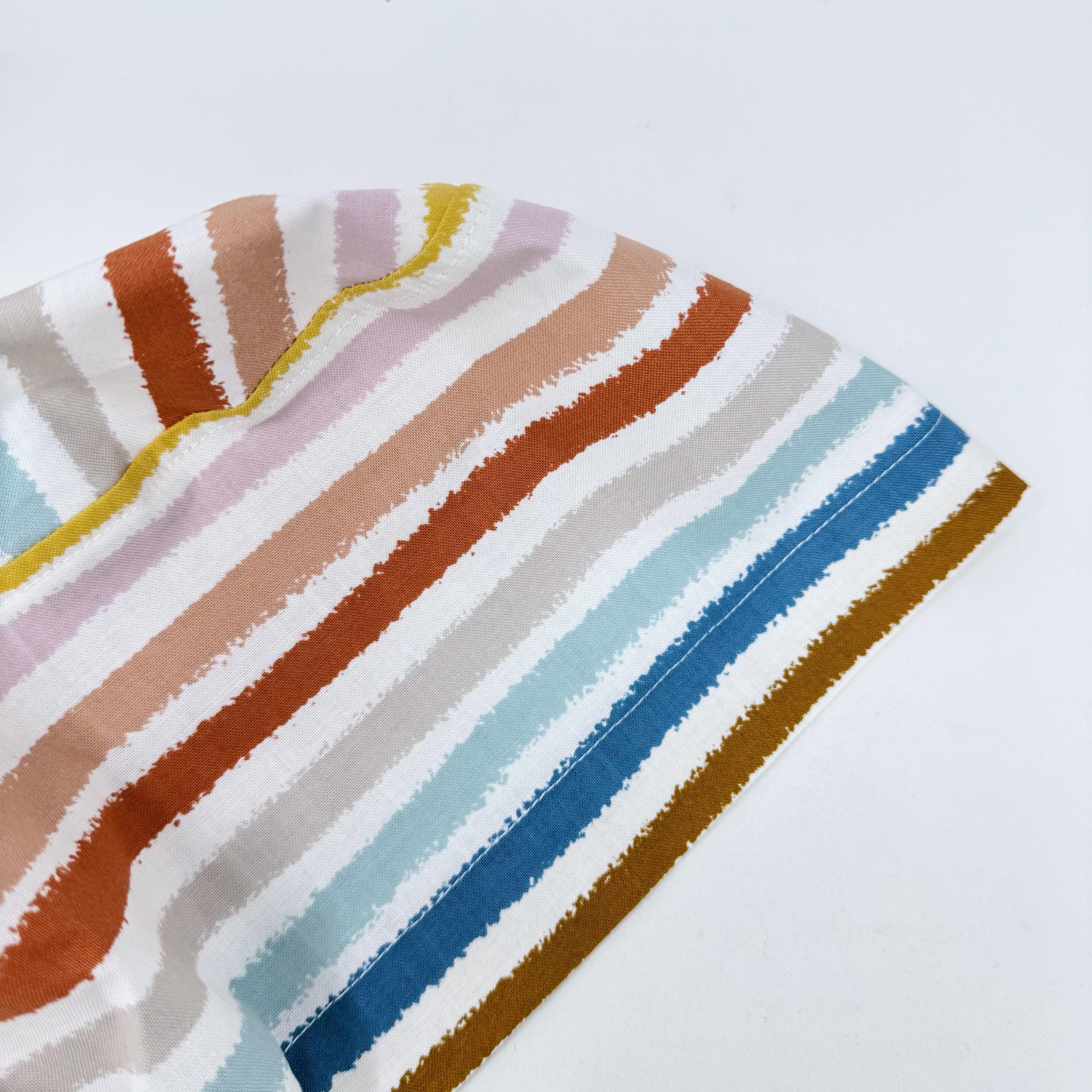 Retro Stripes Euro Scrub Cap for Women, European surgical hat with satin lined by Paradise Caps.