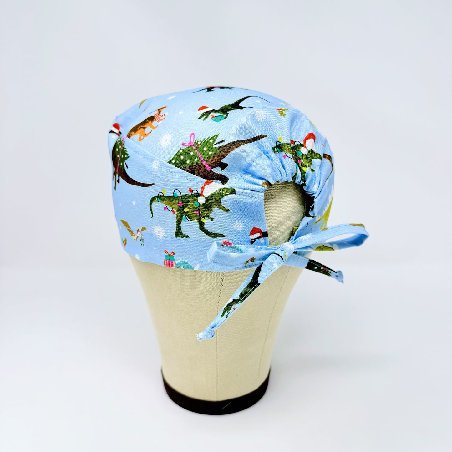 Christmas regular scrub cap. Funny surgical hat, dinosaurs print