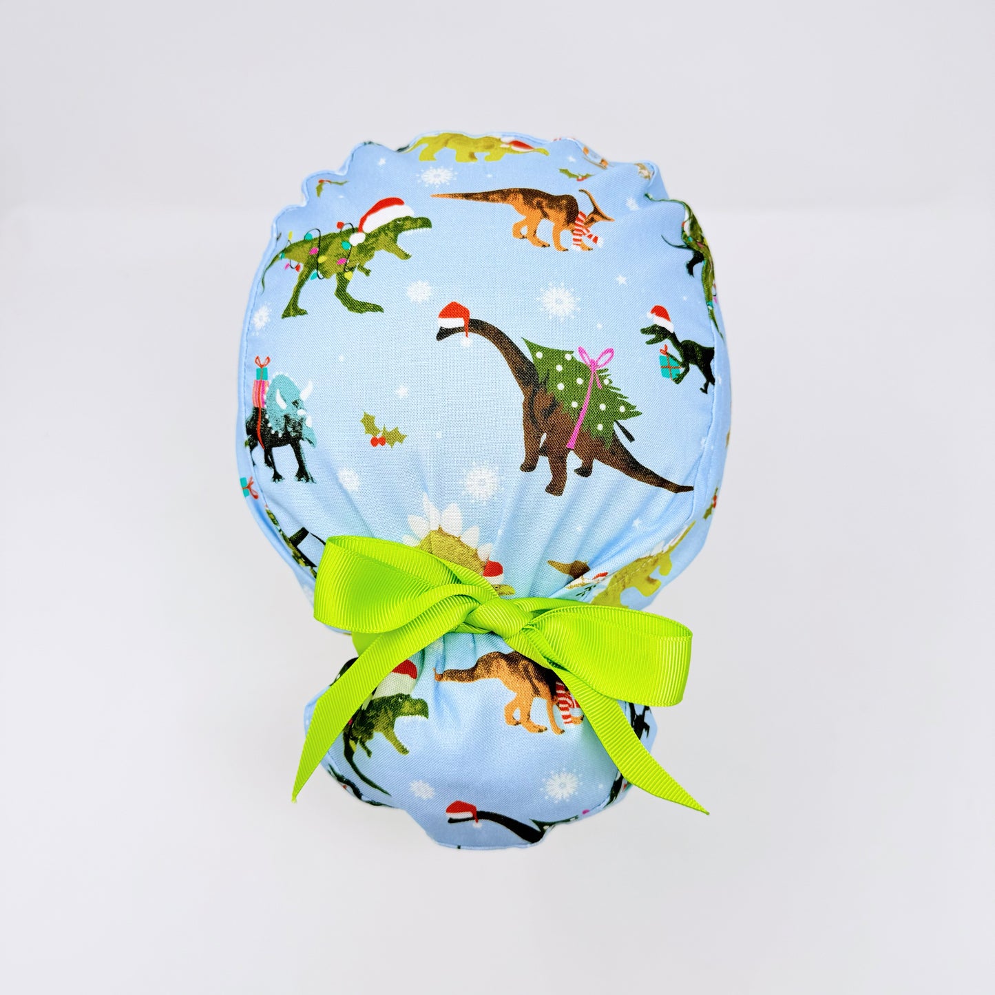 Christmas scrub hat with ribbon ties. Funny euro style scrub cap