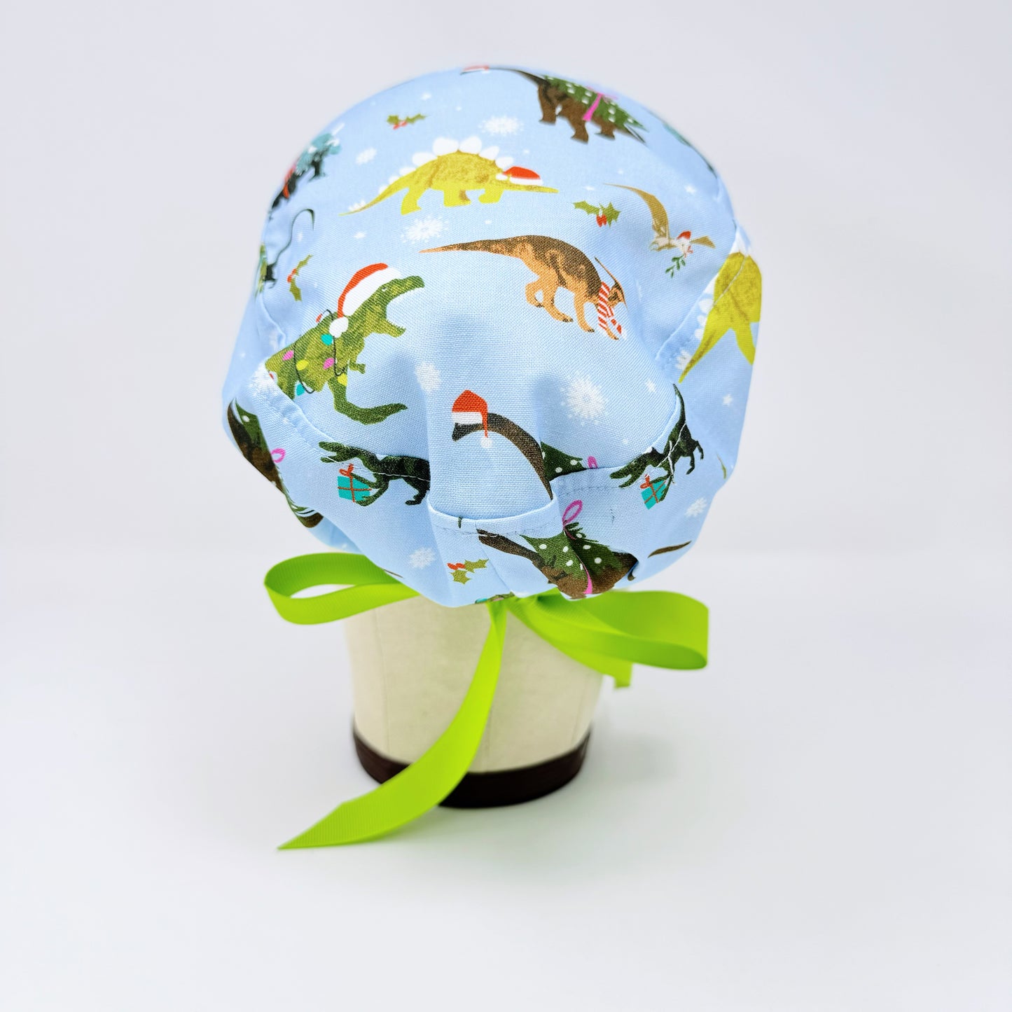 Christmas scrub hat with ribbon ties. Funny euro style scrub cap