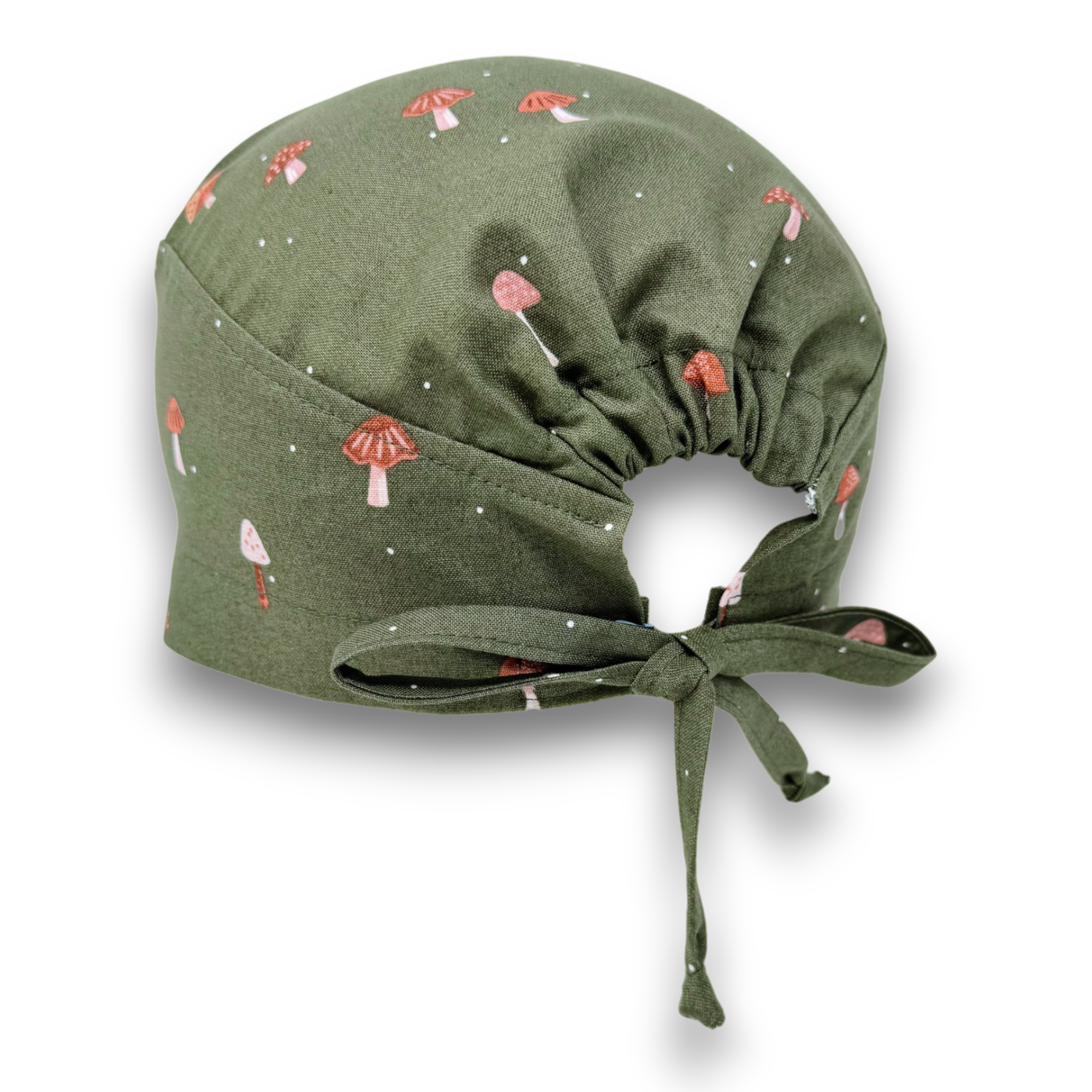 Autumn Mushroom Skull tie-back style surgical scrub cap for men by Paradise Caps.