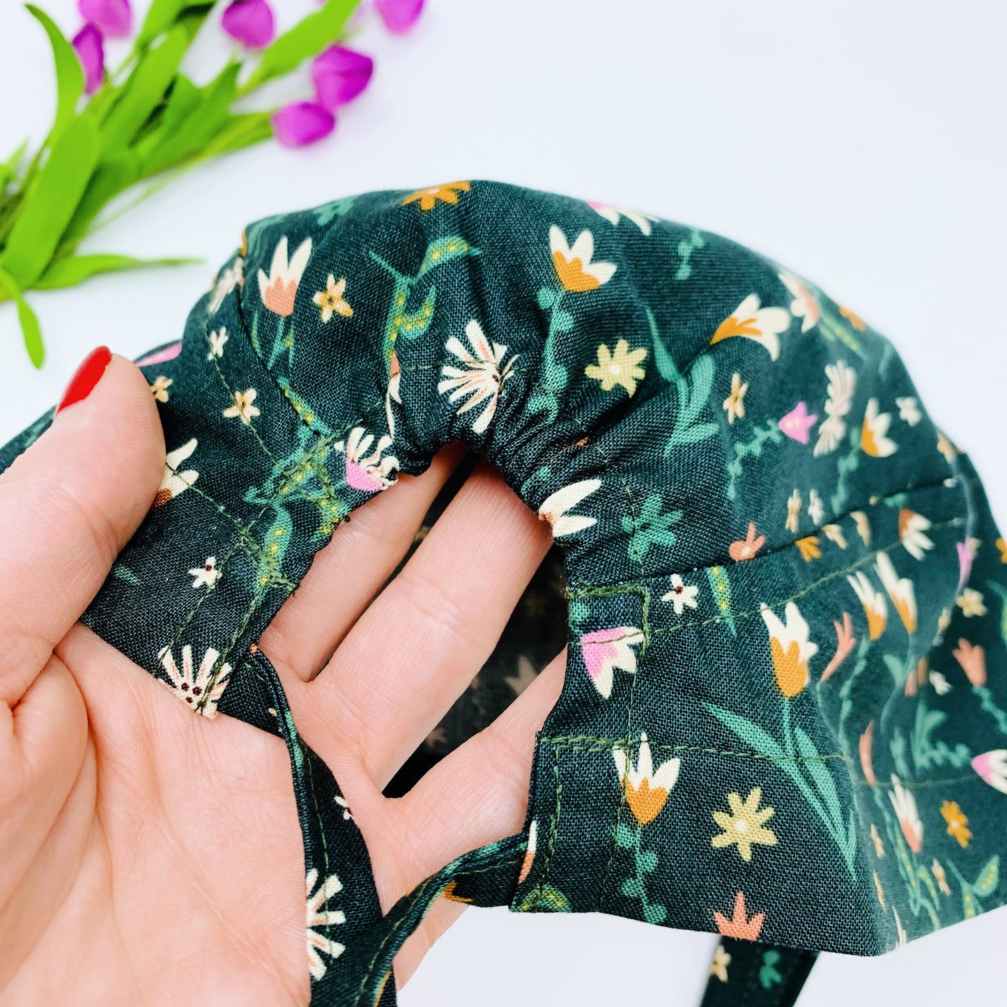 Flowers surgical cap. Medical Scrub Cap, Dental scrub cap, Scrub caps for women.