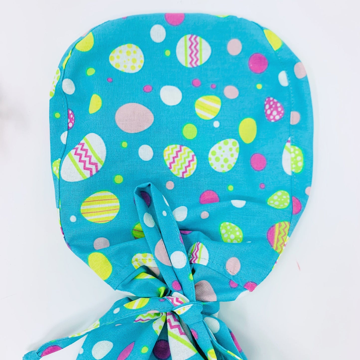 Easter Eggs Ponytail Scrub Cap for Women, Surgical cap with ponytail. Satin Lined Option