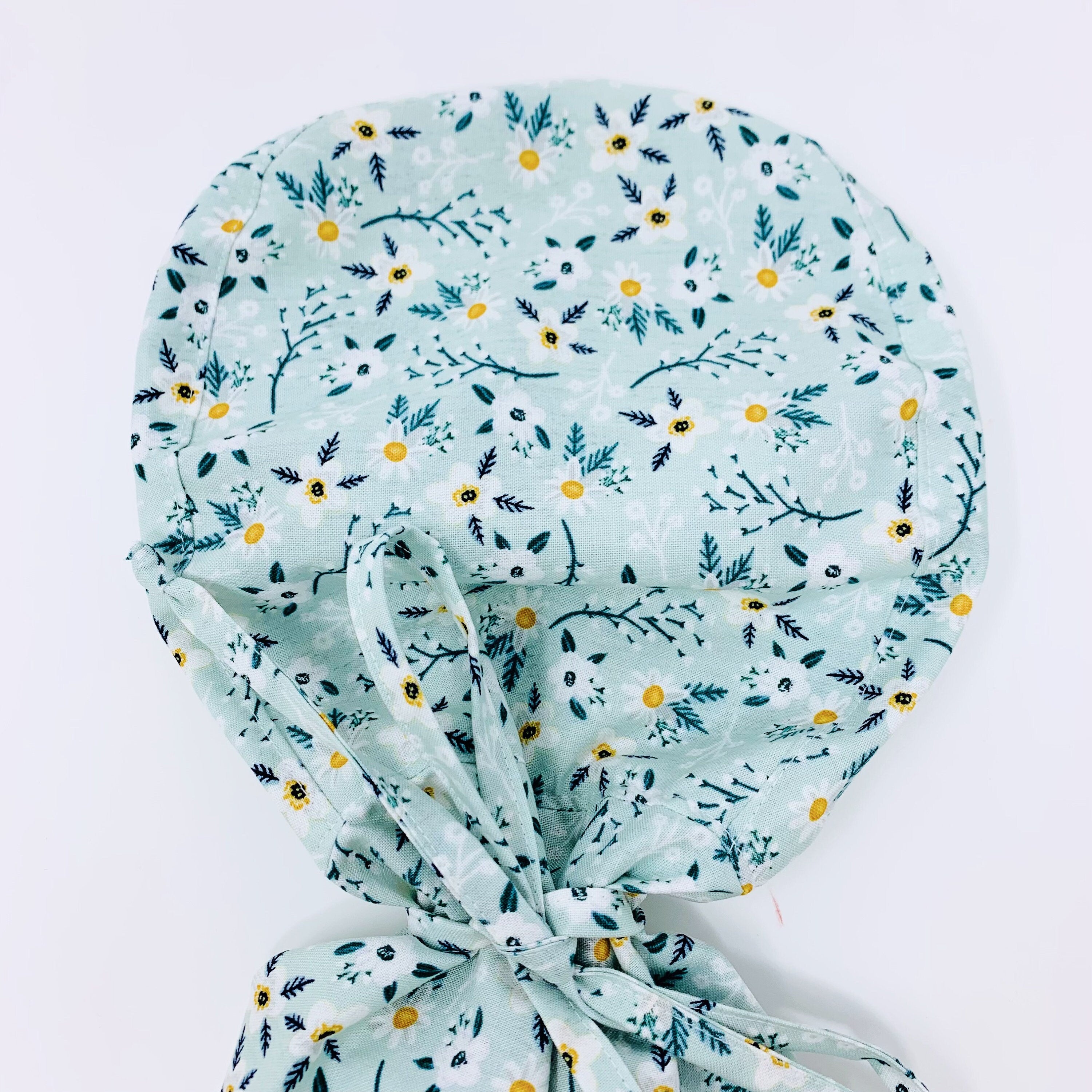 Floral ponytail scrub cap,  Summer scrub cap with ponytail holder.