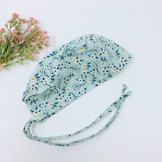 Flowers surgical cap and badge holder. Summer Medical Scrub Cap, Dental scrub cap.