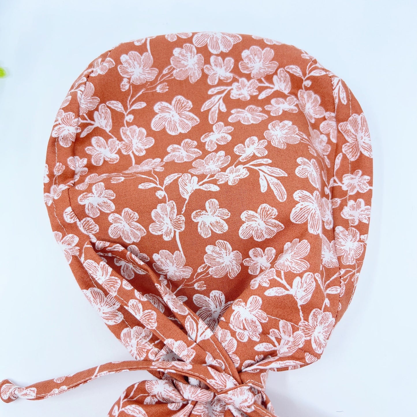 Floral ponytail scrub cap,  Summer scrub cap with ponytail holder.