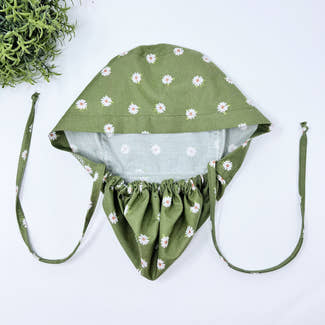 Daisy Ponytail scrub cap for women with satin lined option by Paradise Caps.