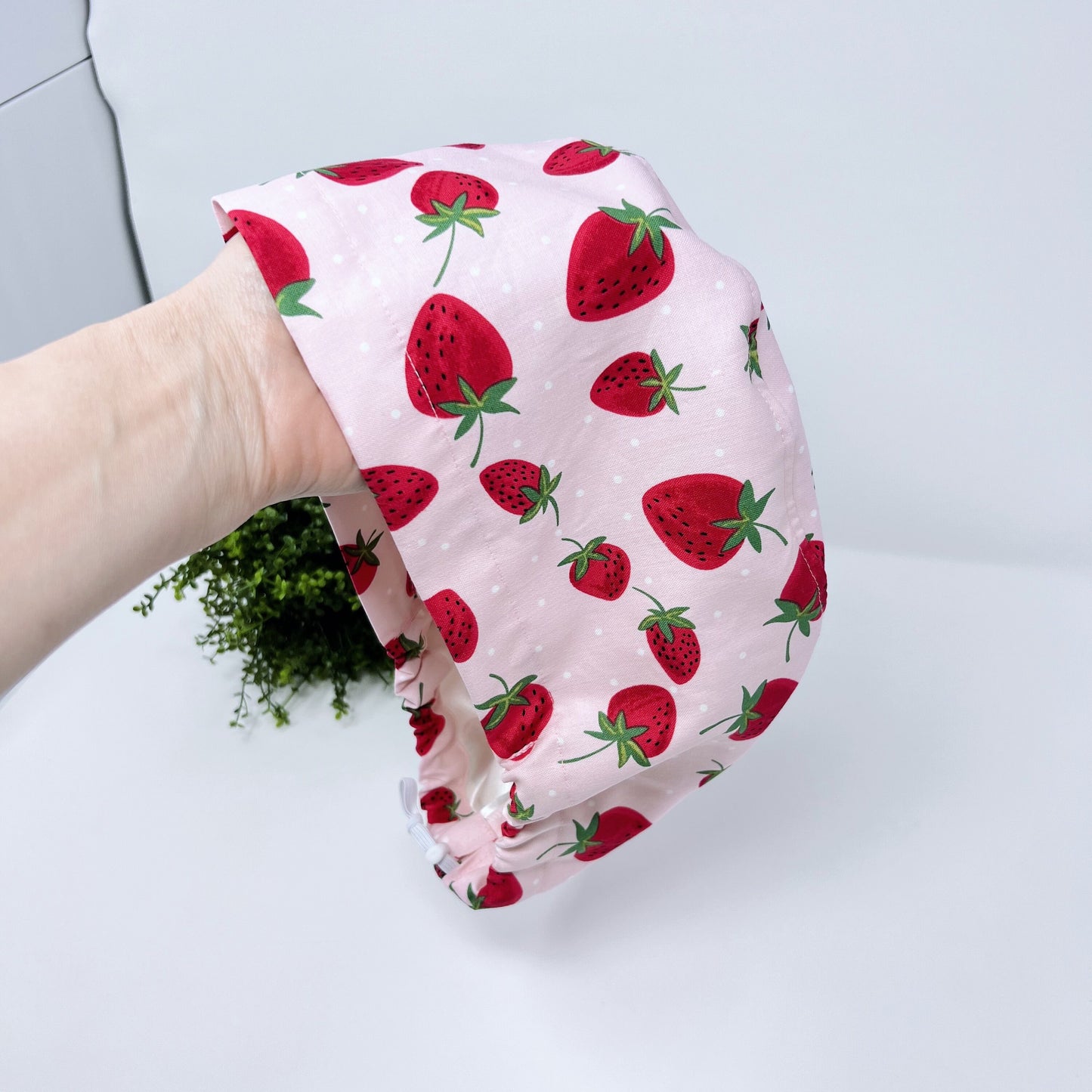 Strawberries Euro Scrub Cap for Women, Surgical cap Satin Lined Option