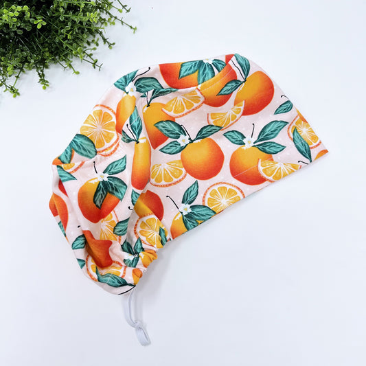 Oranges Euro Scrub Cap for Women, Surgical cap Satin Lined Option