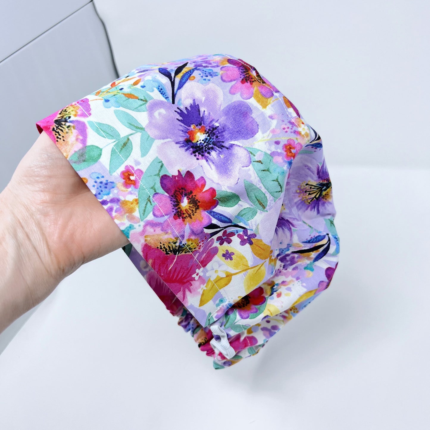 Floral Euro Scrub Cap for Women, Surgical cap Satin Lined Option