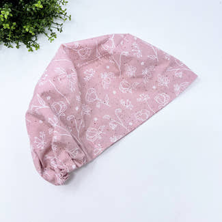 Pink and white Euro Scrub Cap for Women with Satin Lined Option by Paradise Caps.