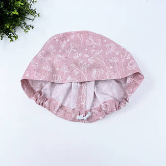 Pink and white Euro Scrub Cap for Women with Satin Lined Option by Paradise Caps.