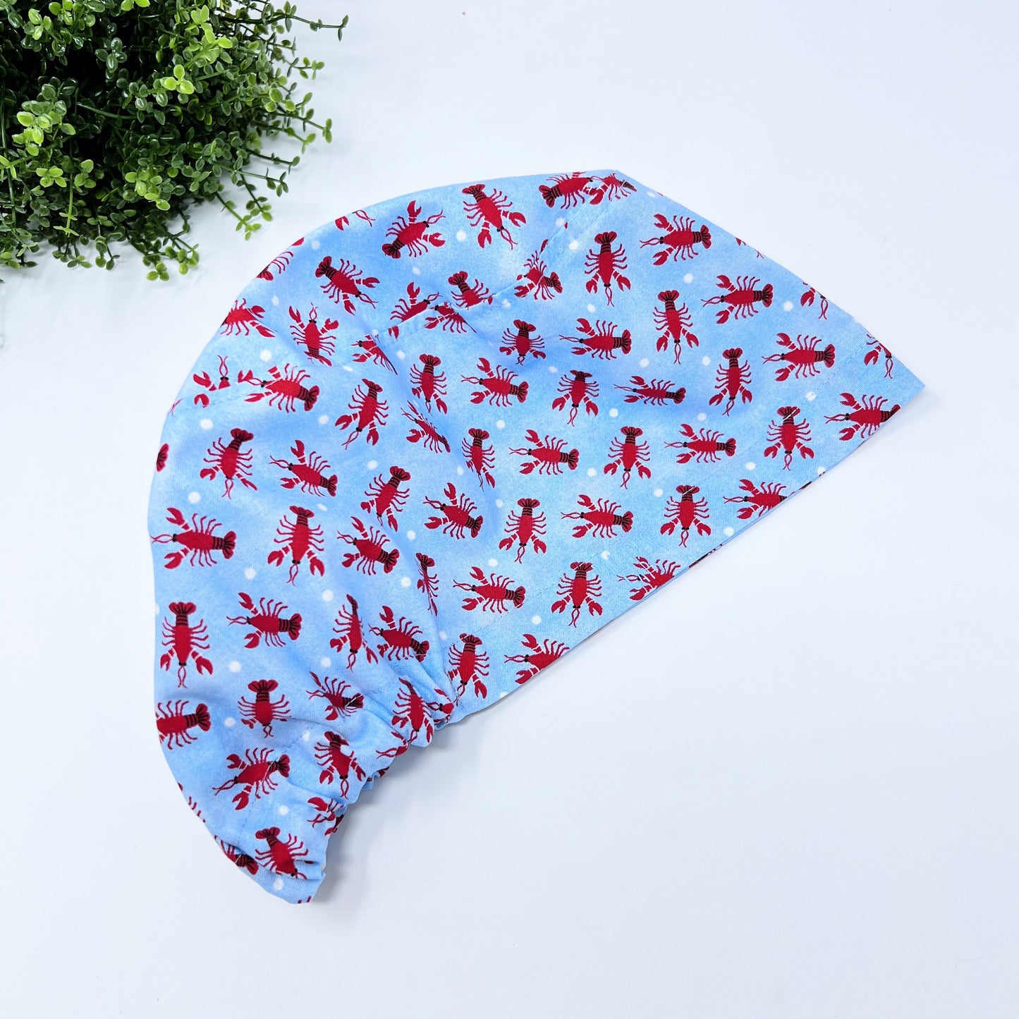 Funny Lobster Print, Euro Scrub Cap for Women, Surgical cap Satin Lined Option