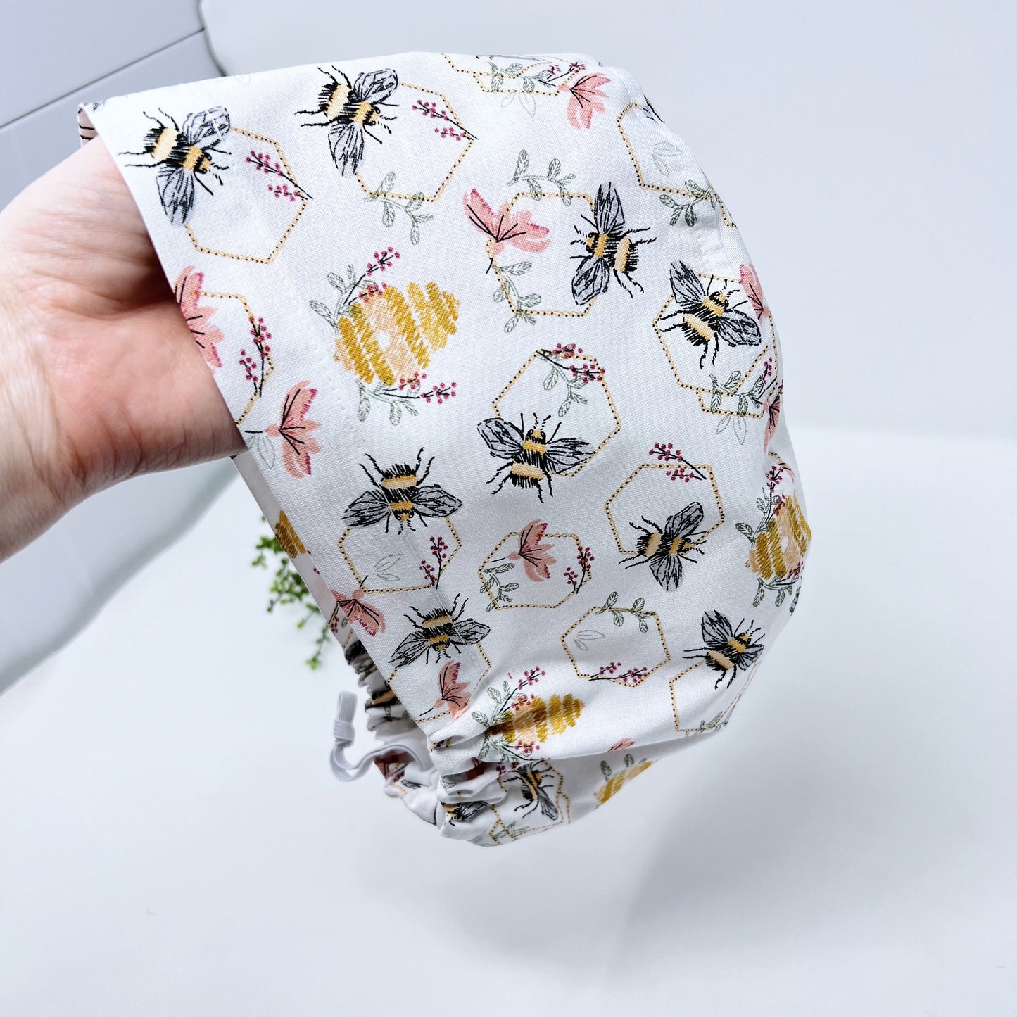 Bees Euro Scrub Cap for Women, Surgical cap Satin Lined Option