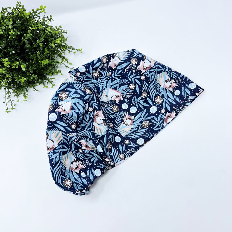 Fox euro scrub cap for women, satin-lined option — Paradise Caps