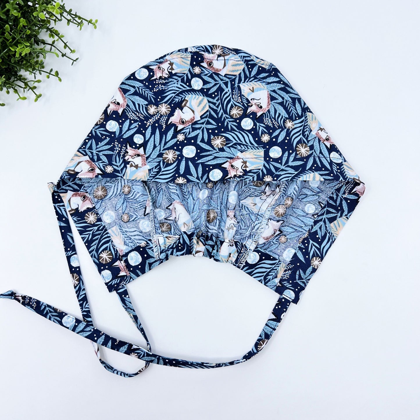 Foxes surgical cap and badge holder from premium cotton. Summer Medical Scrub Cap, Dental scrub cap.