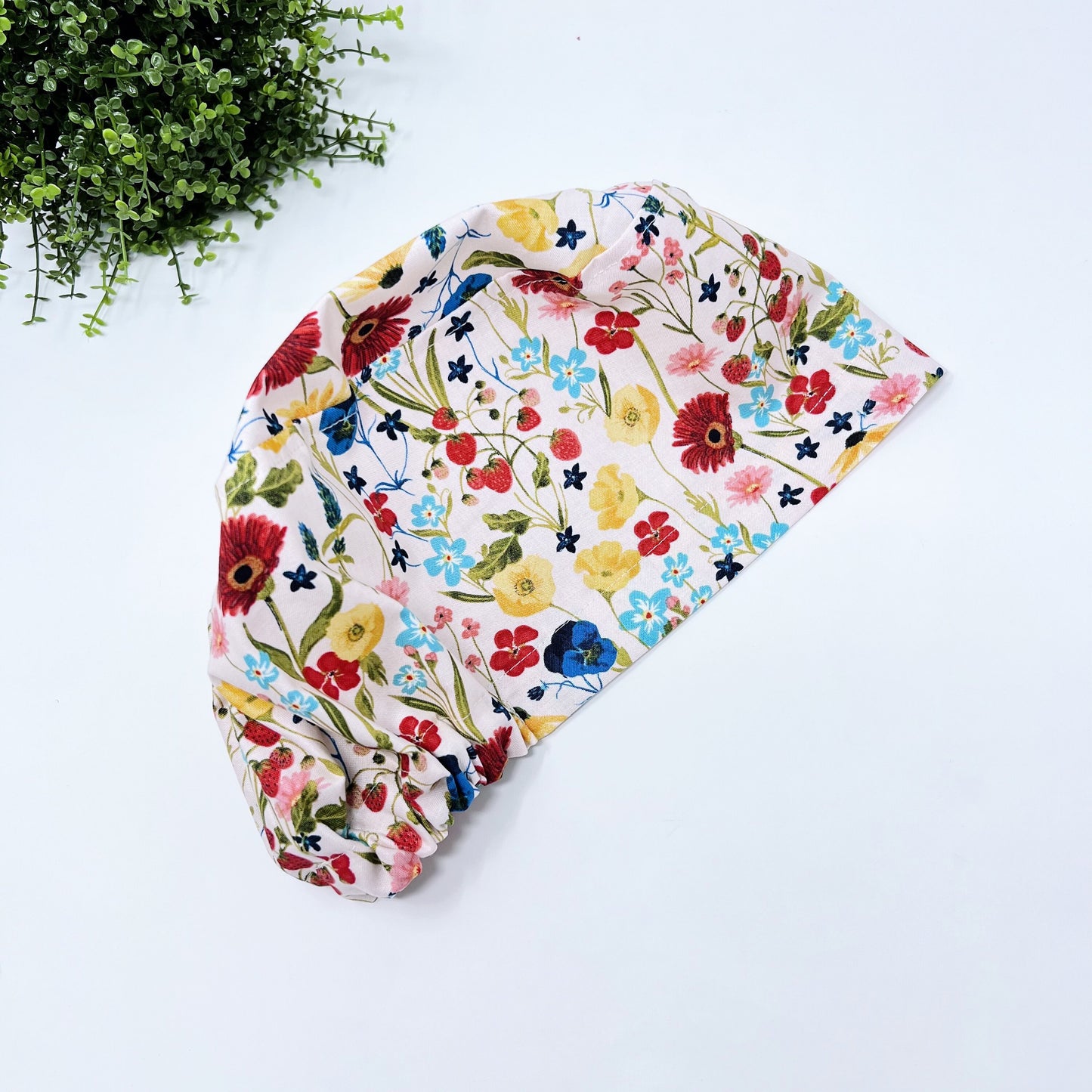 Floral Euro Scrub Cap for Women, Surgical cap Satin Lined Option