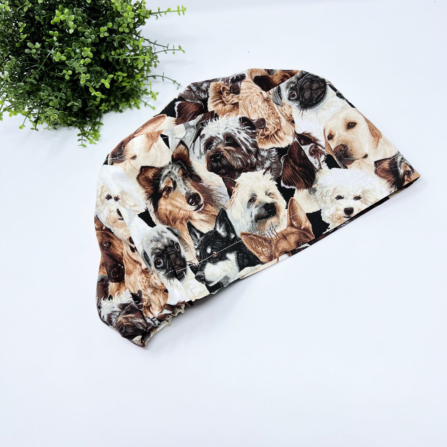 Dogs Euro Scrub Cap for Women, Surgical cap Satin Lined Option