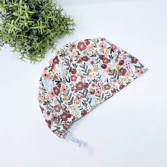 Flowers Euro Scrub Cap for Women with Satin Lined Option by Paradise Caps.