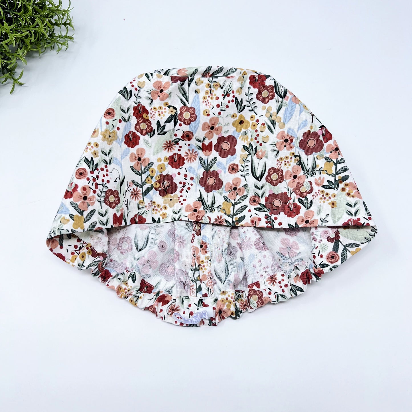 Flowers Euro Scrub Cap for Women, Surgical cap Satin Lined Option