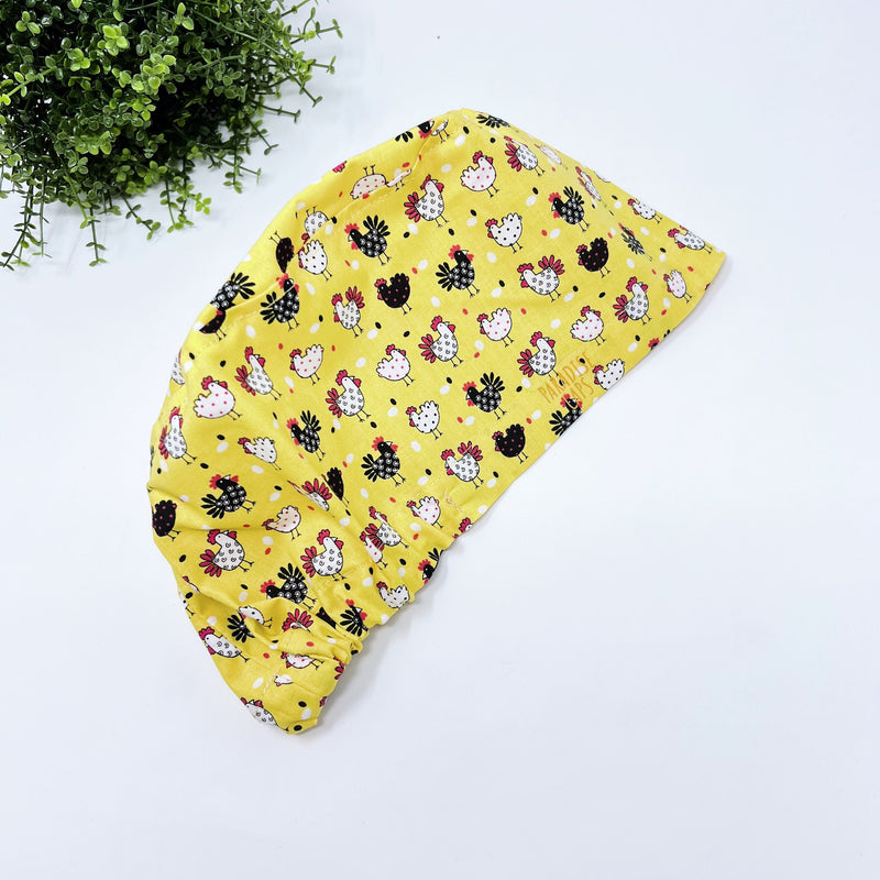 Funny Chicken euro scrub cap for women, satin-lined option — Paradise Caps