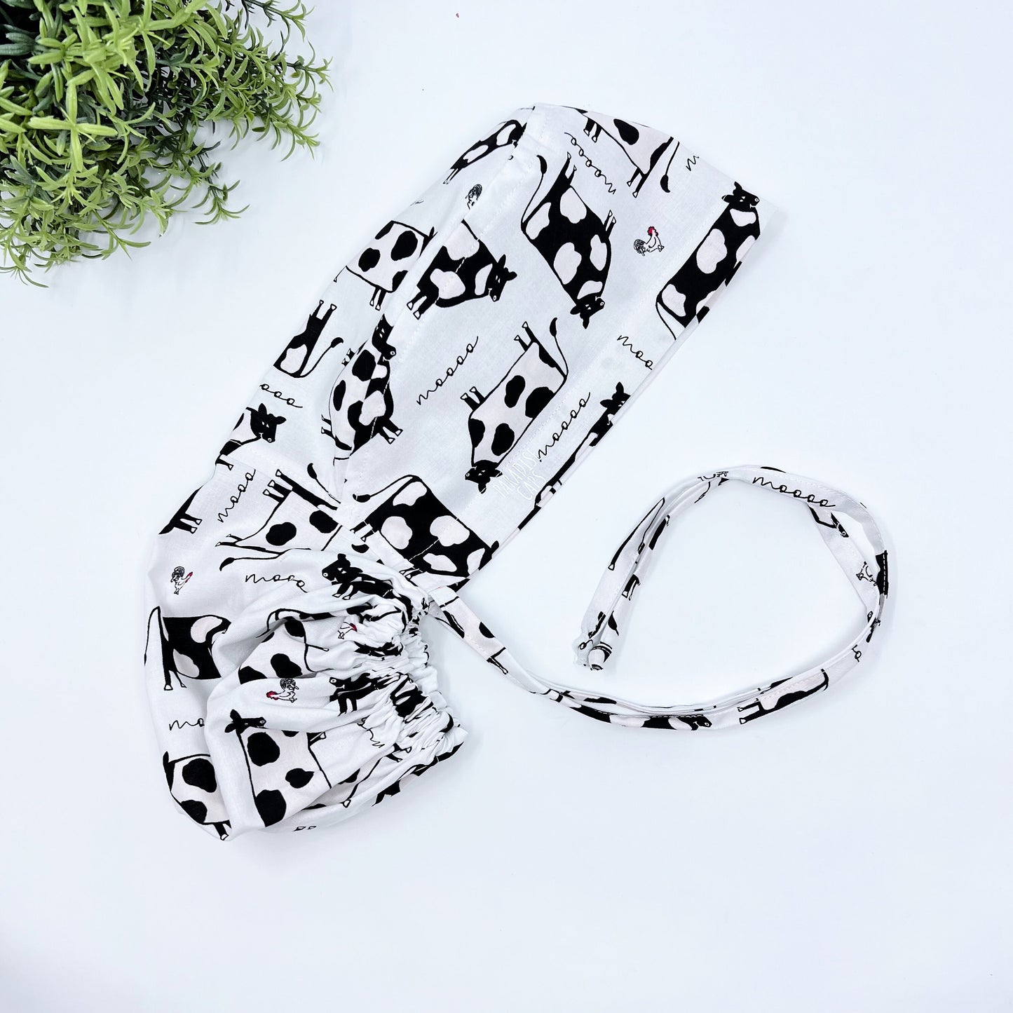 Cows ponytail scrub cap, Funny Surgical cap for women. Surgical cap with ponytail.