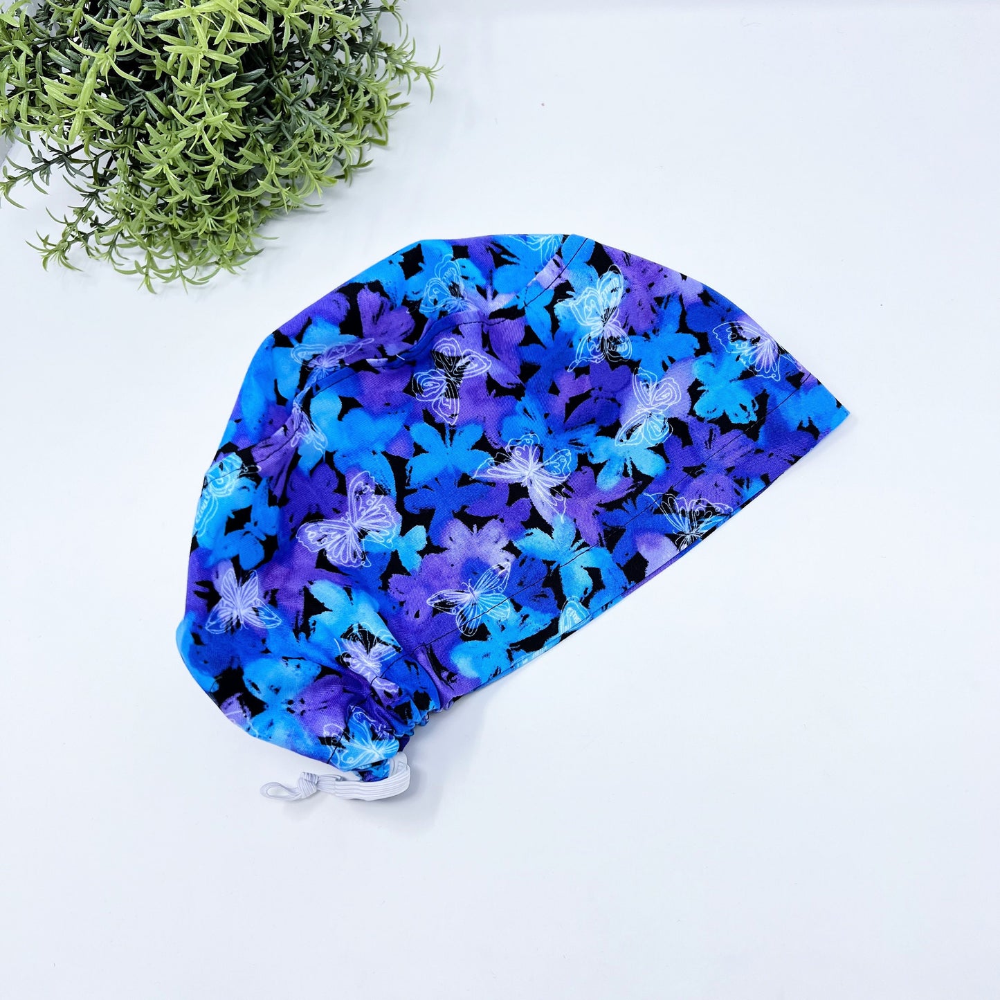 Butterflies Euro Scrub Cap for Women, Surgical cap Satin Lined Option