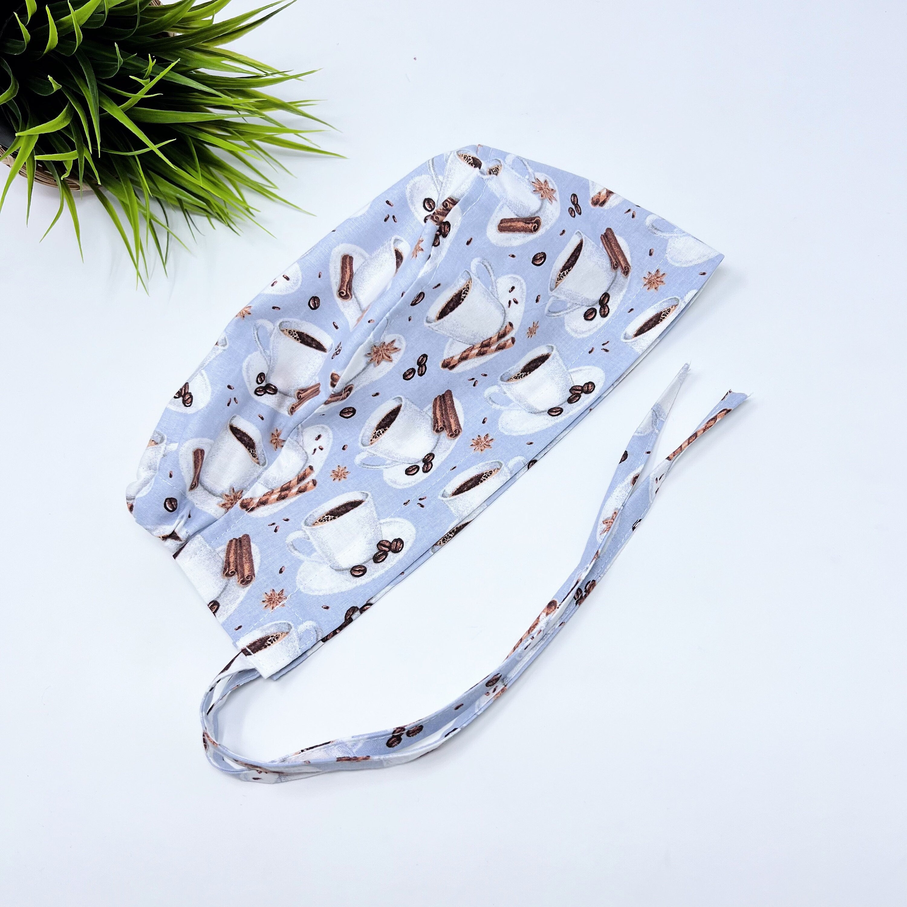 Coffee Skull tie-back style surgical scrub cap for men by Paradise Caps.
