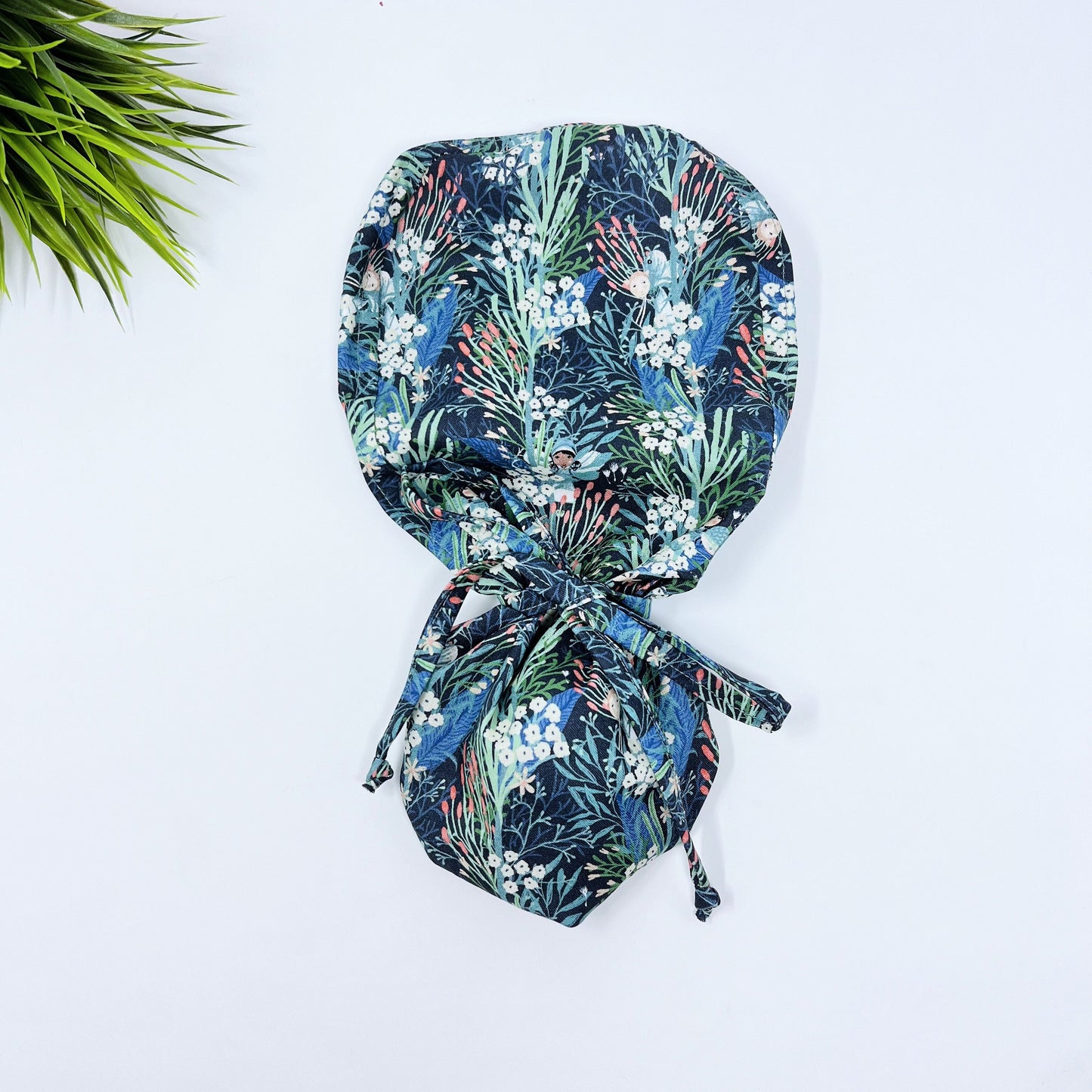 Ponytail scrub cap, Surgical cap and badge holder from premium cotton. Summer scrub cap with ponytail holder.