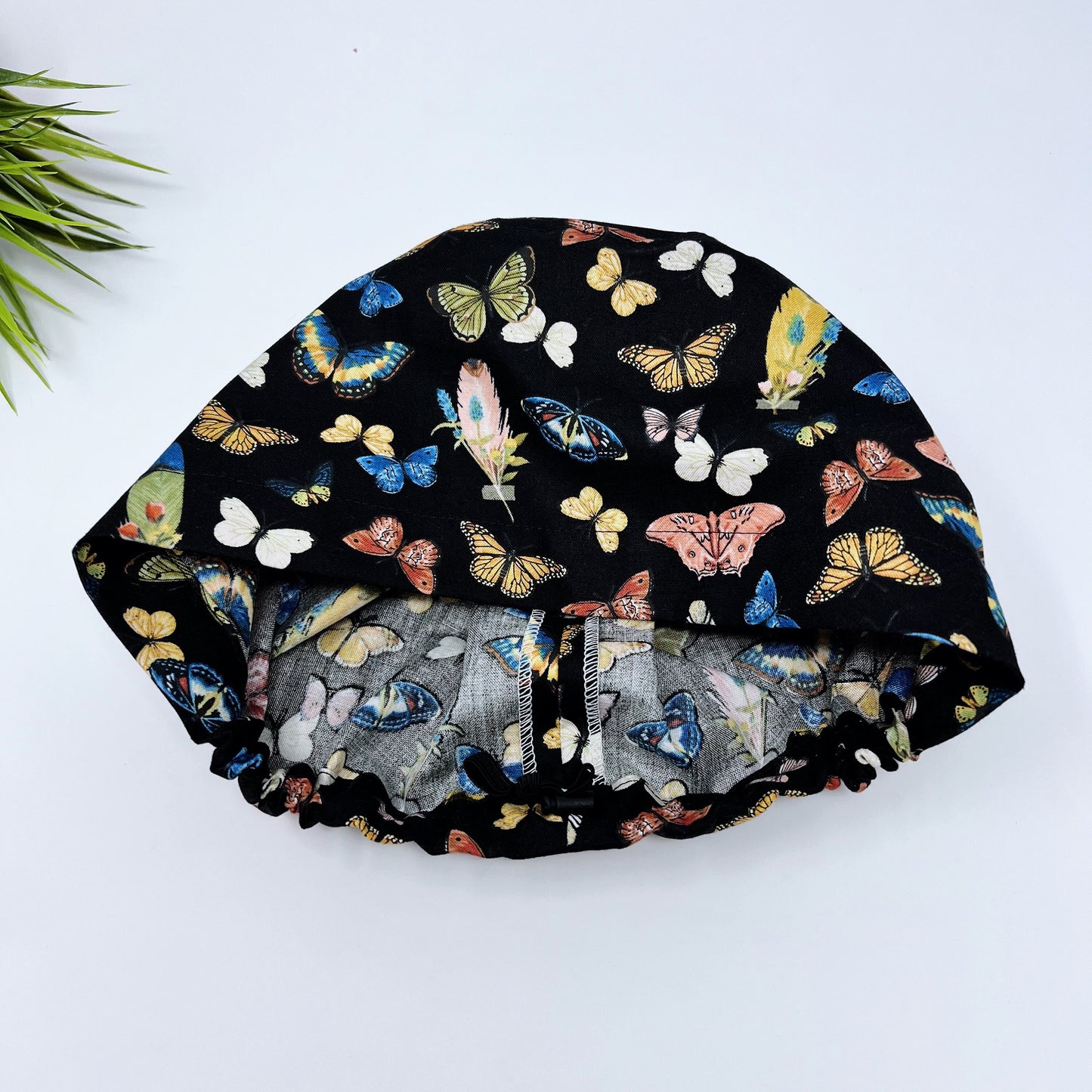 Butterflies Euro Scrub Cap for Women, Surgical cap Satin Lined Option