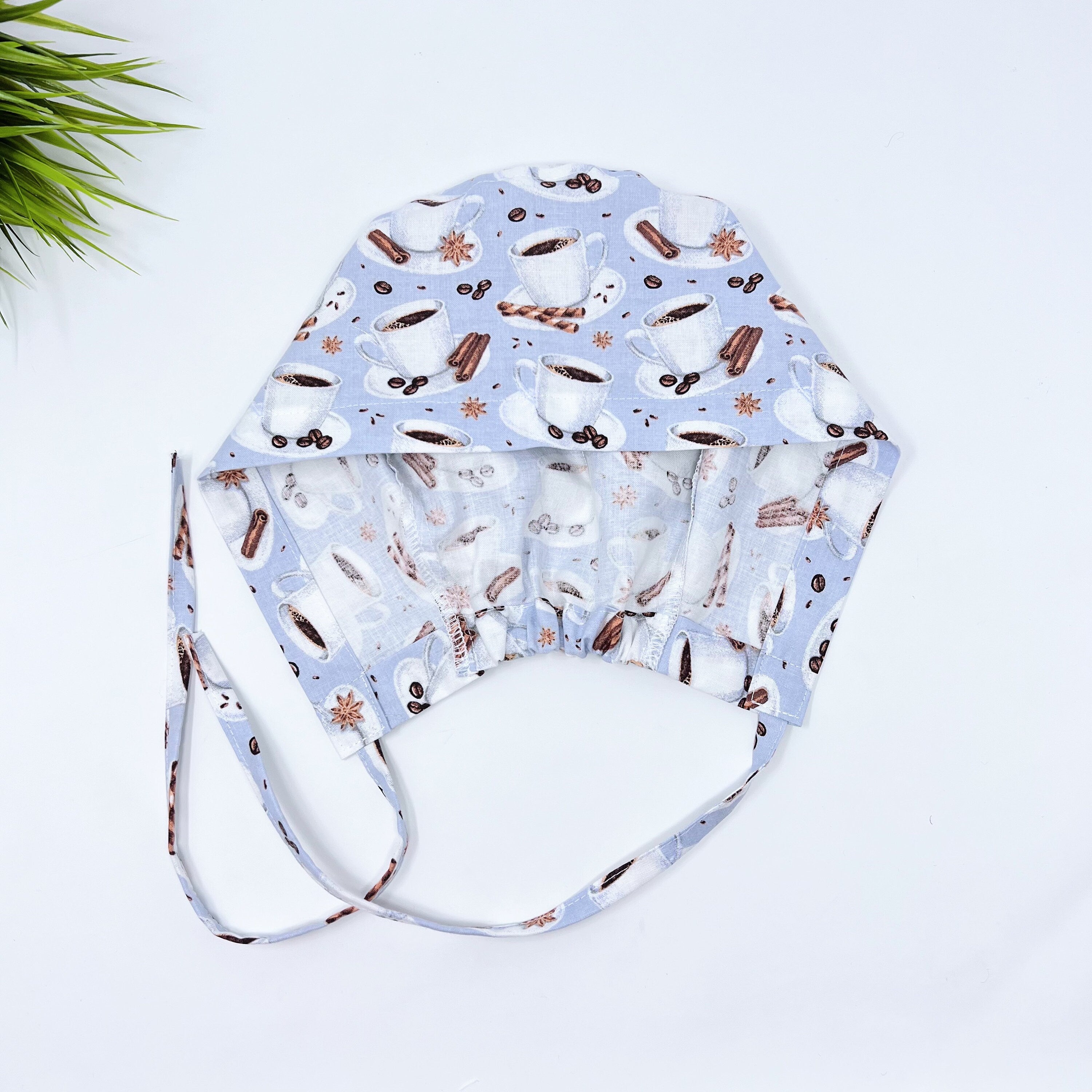 Coffee Skull tie-back style surgical scrub cap for men by Paradise Caps.