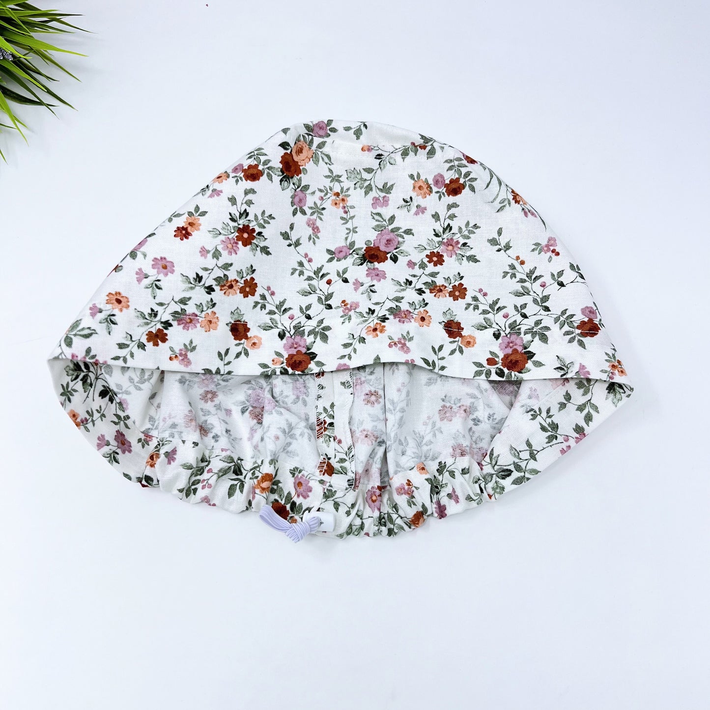 Flowers Euro Scrub Cap for Women, Surgical cap Satin Lined Option