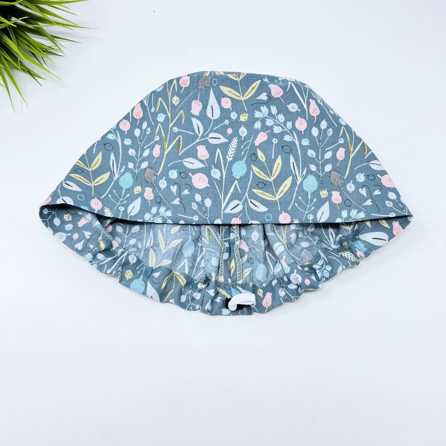 Flowers Euro Scrub Cap for Women, Surgical cap Satin Lined Option