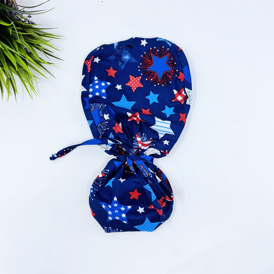 Patriotic ponytail scrub cap. Surgical cap with ponytail, Scrub caps for women, surgery cap