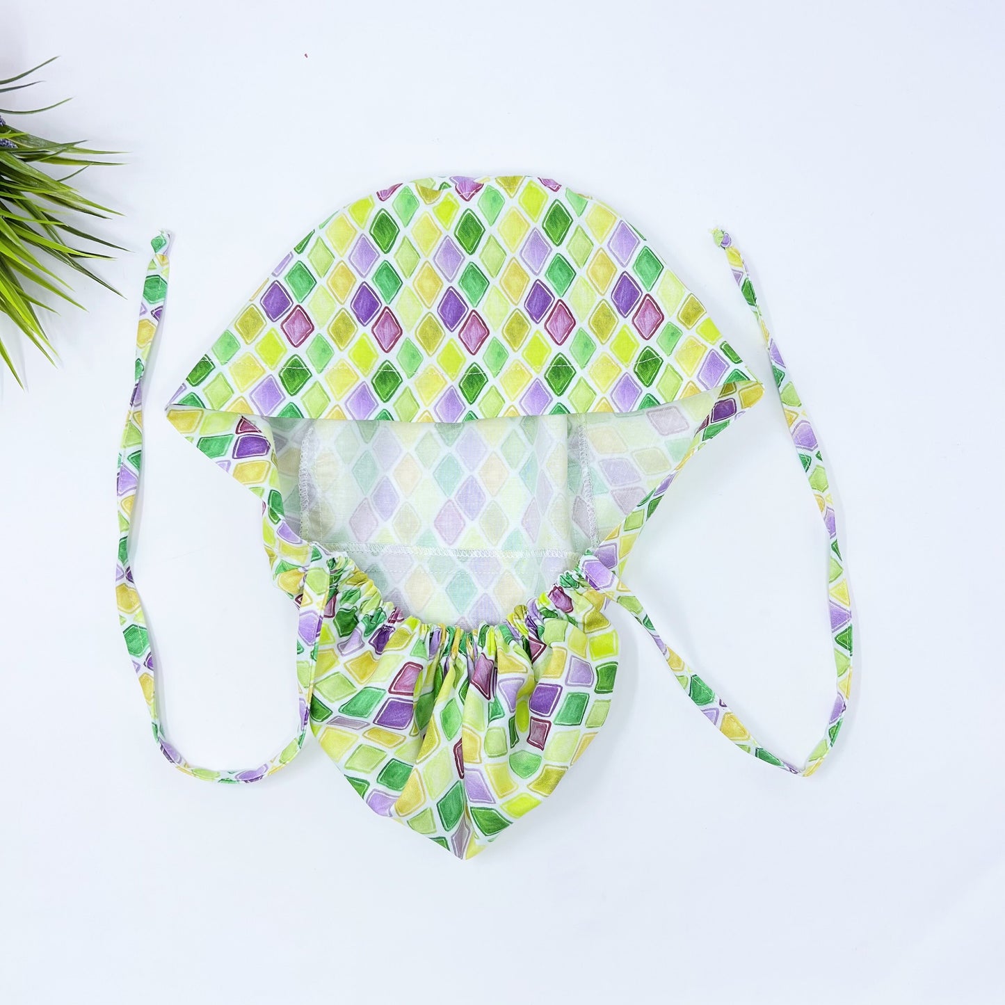 Mardi Gras ParadeDiamonds Ponytail scrub cap, Surgical cap and badge holder from premium cotton.