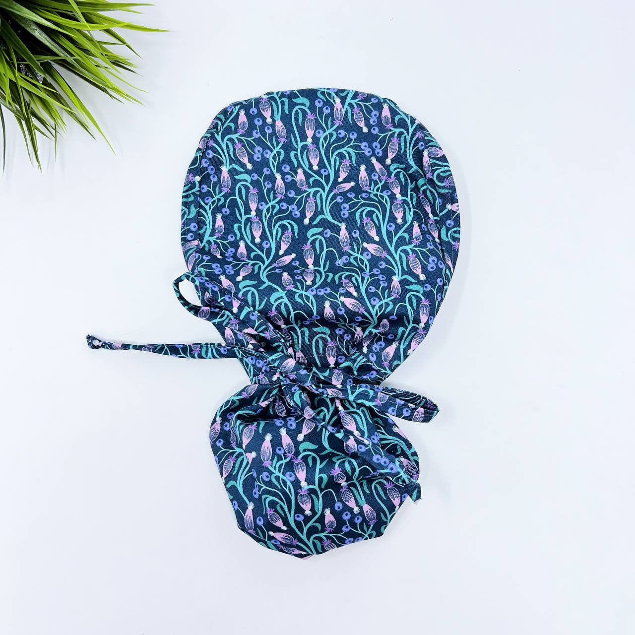 Ponytail scrub cap, Surgical cap and badge holder from premium cotton. Summer scrub cap with ponytail holder.