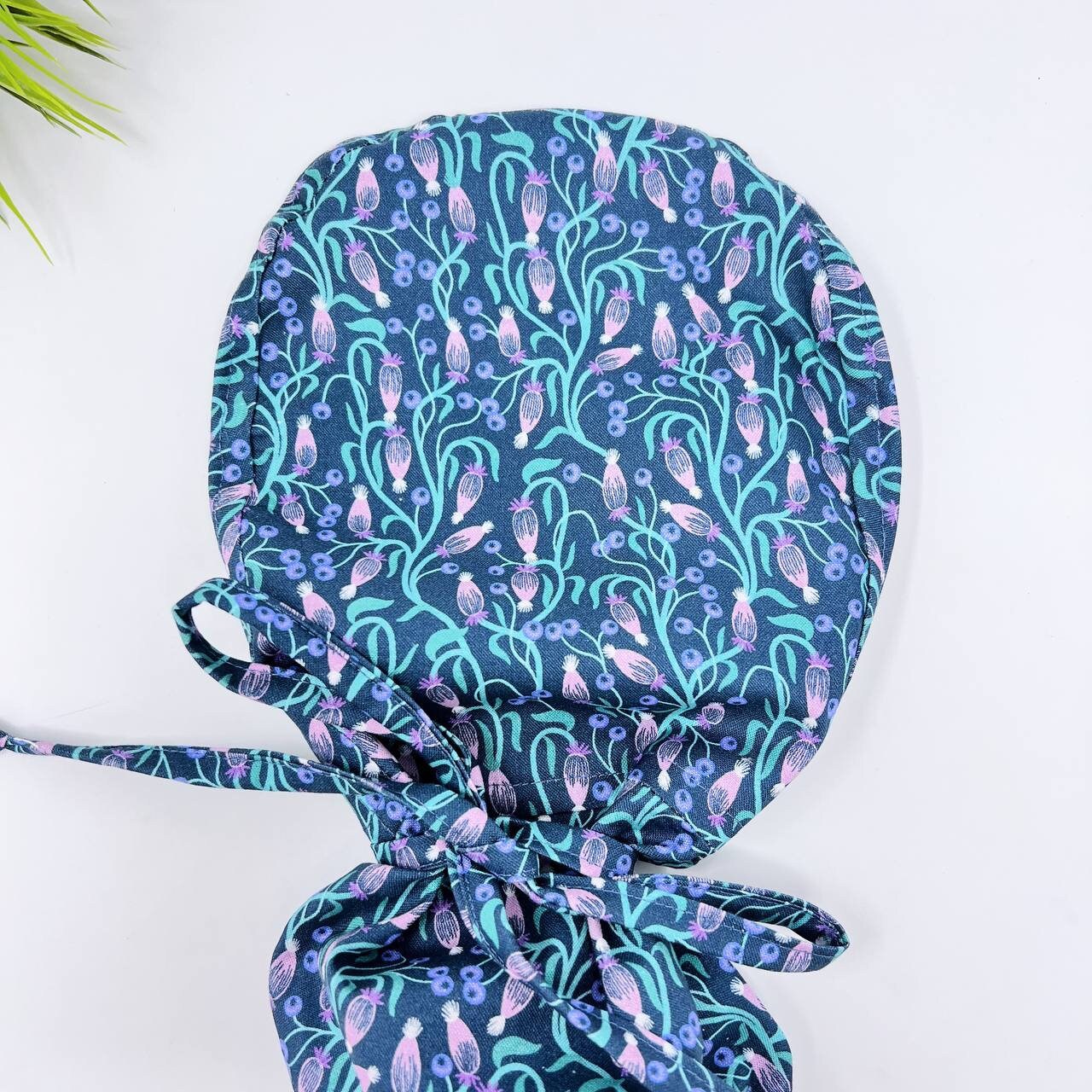 Ponytail scrub cap, Surgical cap and badge holder from premium cotton. Summer scrub cap with ponytail holder.