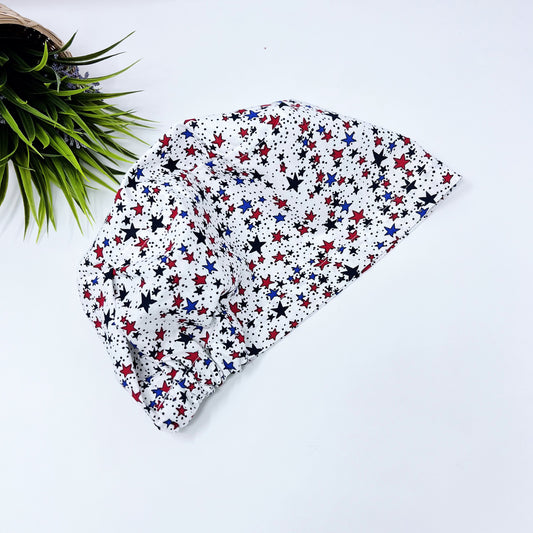 4th of July Euro Scrub Cap for Women, Surgical cap Satin Lined Option.