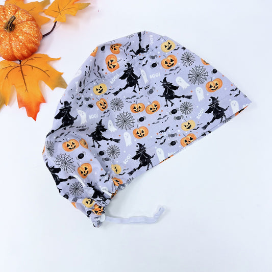 Halloween Euro Scrub Cap for Women, Surgical cap Satin Lined Option