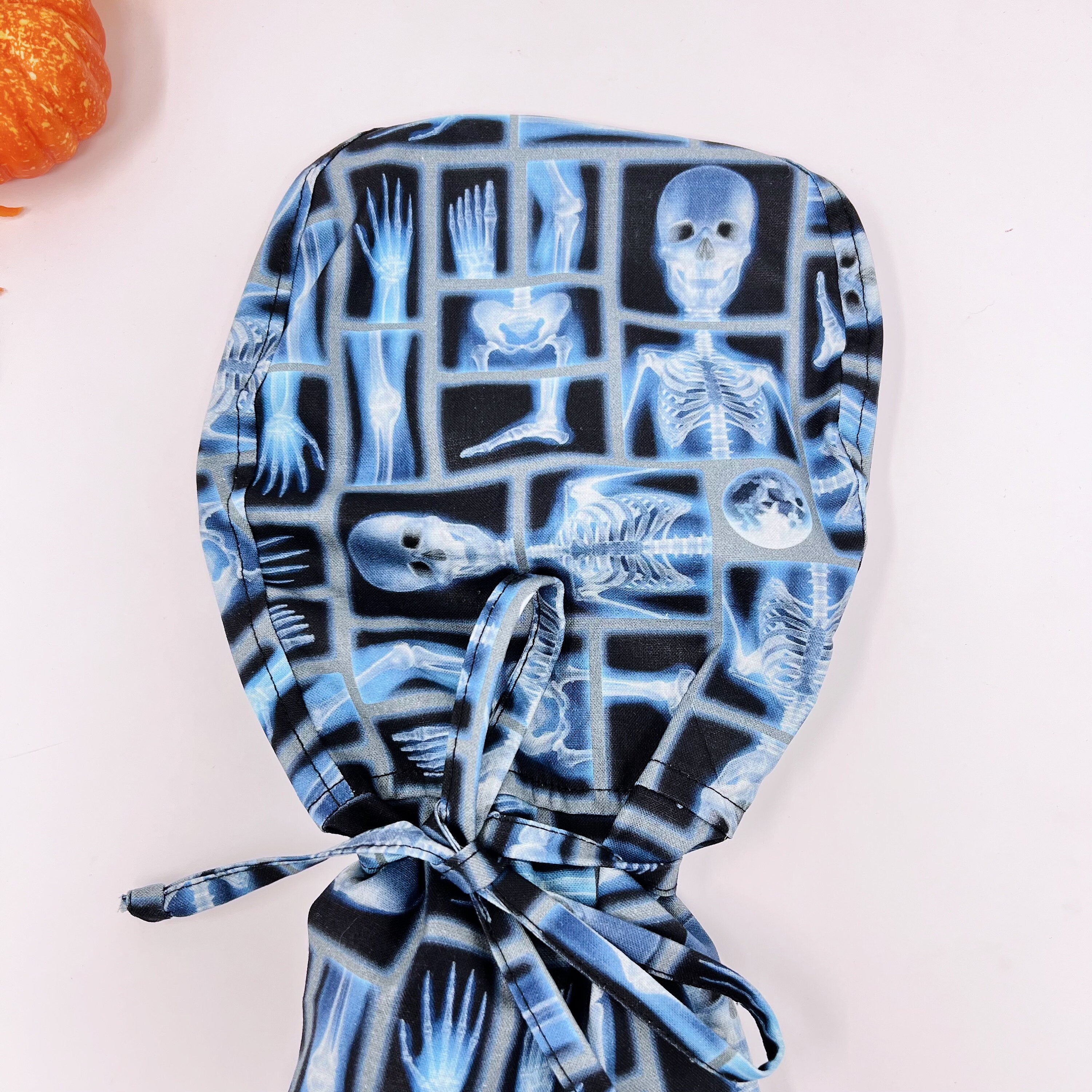 Halloween Ponytail scrub cap for women with satin lined option by Paradise Caps.