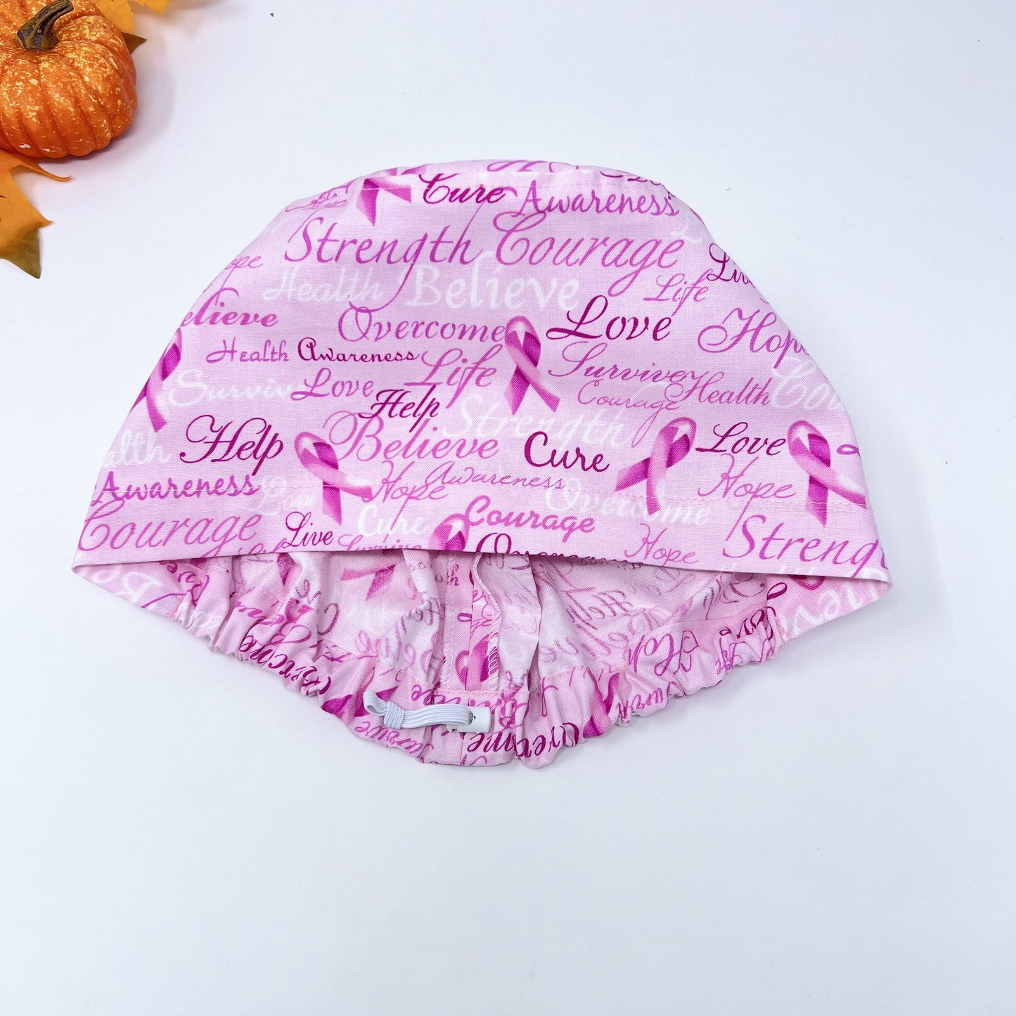 Pink ribbon scrub cap. Scrub Cap for Women from premium cotton. Breast Cancer Awareness Scrub Cap. Surgical cap Satin Lined Option