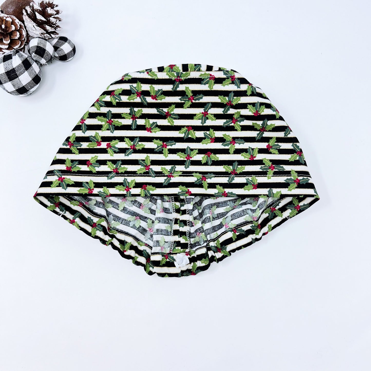 Christmas Euro Scrub Cap for Women, Surgical cap Satin Lined Option