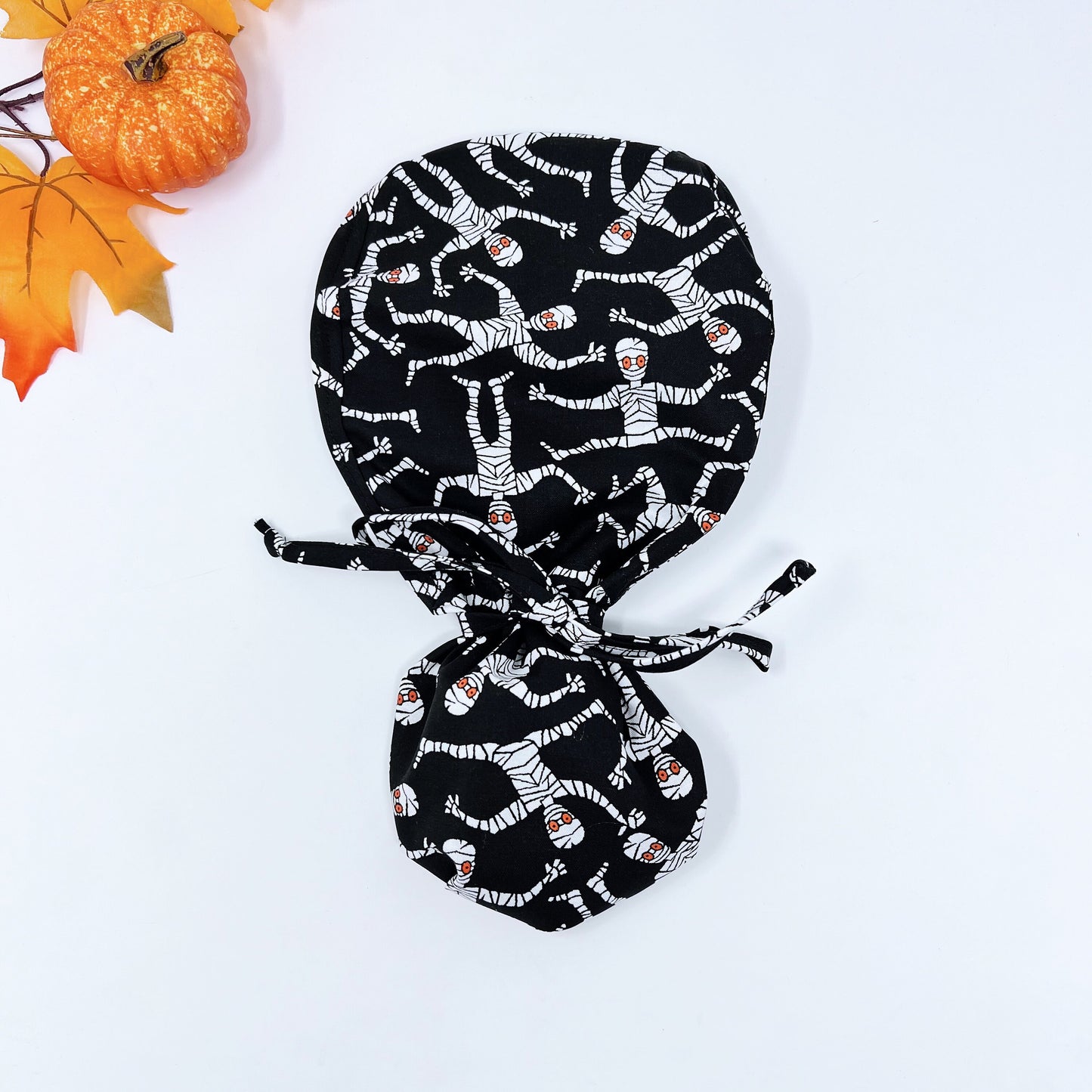 Halloween ponytail scrub cap, Fall Surgical cap women. Surgical cap with ponytail.